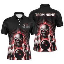 Load image into Gallery viewer, Red Flame Skull Custom Bowling Polo/ Quarter-Zip Team Shirts For Men Women, Bowler'S Outfits IPHW6024