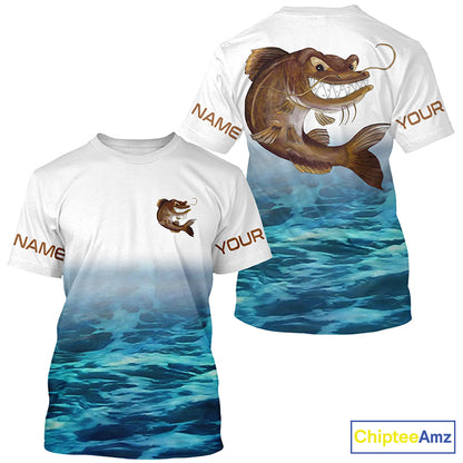 Custom Angry Catfish Tournament Long Sleeve Fishing Shirts, Catfish Performance Fishing Jerseys IPHW4794