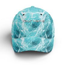Load image into Gallery viewer, Saltwater Sea wave camo Custom Adjustable Fishing Baseball Trucker Angler hat cap Fishing gifts IPHW3265
