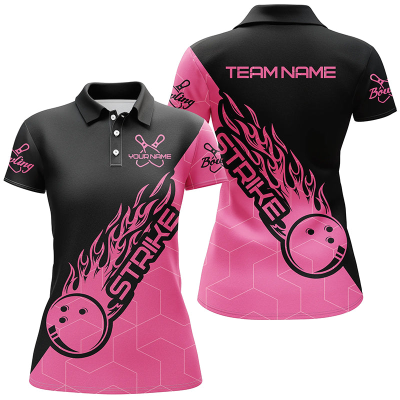 Custom Bowling Shirts For Women, Bowling Team Shirts Bowling Strike | Pink IPHW4476