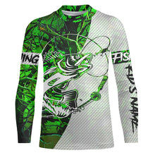 Load image into Gallery viewer, Walleye Fishing Blue Camo Custom Long Sleeve Performance Fishing Shirts, Walleye Tournament Shirt IPH1387