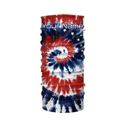 Red White and Blue American Tie dye Flag Custom UV Long Sleeve Fishing Shirts, Patriotic Fishing Shirts - IPHW1714
