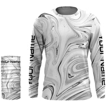 Load image into Gallery viewer, Black and white wave camo Custom Long sleeve performance Fishing Shirts for men, women and kids - IPHW1723