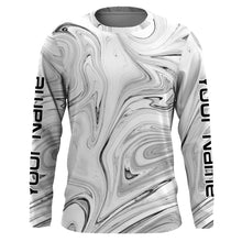 Load image into Gallery viewer, Black and white wave camo Custom Long sleeve performance Fishing Shirts for men, women and kids - IPHW1723