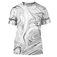 Load image into Gallery viewer, Black and white wave camo Custom Long sleeve performance Fishing Shirts for men, women and kids - IPHW1723