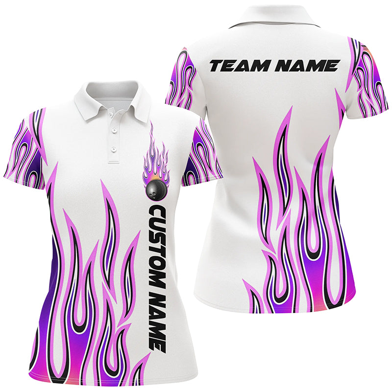 Personalized Flame Bowling Shirts For Women, Bowling Ball Custom Bowling Team Shirt IPHW4501