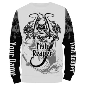 Fish Reaper Bass Fishing Custome Name 3D All Over Printed Shirts Personalized Fishing gift For Adult And Kid NQS345