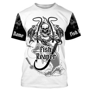 Fish Reaper Bass Fishing Custome Name 3D All Over Printed Shirts Personalized Fishing gift For Adult And Kid NQS345