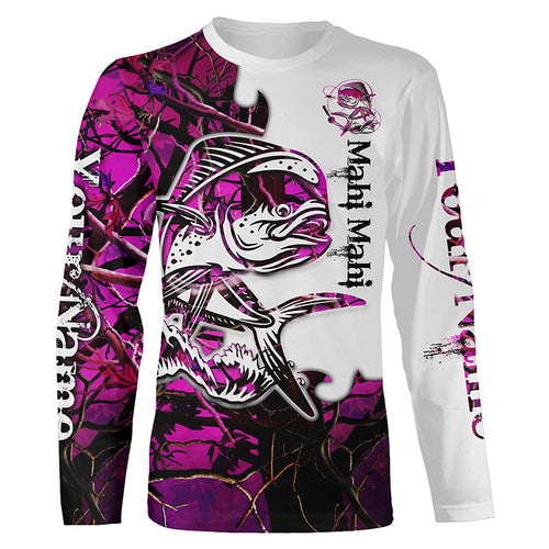 Custom Mahi Mahi Fishing Long Sleeve Unisex Fishing Shirts, Leggings For Women | Pink Camo IPHW4610