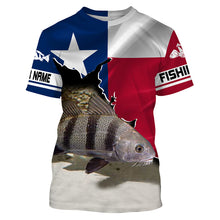 Load image into Gallery viewer, Black Drum Fishing 3D Texas Flag Patriot Custom name All over print shirts - personalized fishing gift for men, women and kid - IPH1448