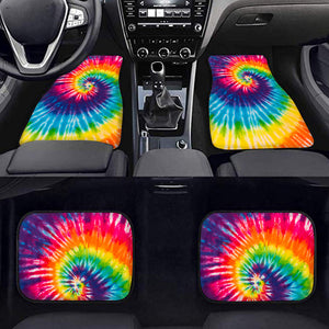 Colorful Tie Dye Swirl Pattern Car Floor Mats, Hippie Spiral Car Accessories - IPHW1013