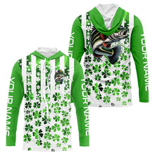 Load image into Gallery viewer, Personalized St Patrick&#39;S Day Bass Long Sleeve Fishing Shirts, Patriotic Bass Fishing Jerseys IPHW5901