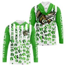 Load image into Gallery viewer, Personalized St Patrick&#39;S Day Walleye Long Sleeve Fishing Shirts, Patriotic Walleye Fishing Jerseys IPHW5902