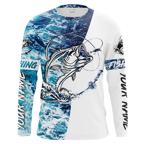 Largemouth Bass Fishing Custom Long Sleeve performance Fishing Shirts, personalized tournament fishing shirts - IPHW1150