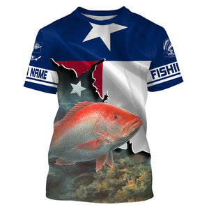Red Snapper Fishing Texas Flag Patriot Custom name All over print shirts - personalized fishing gift for men, women and kid - IPH1486