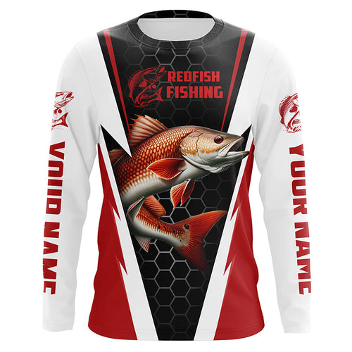 Custom Redfish Fishing Jerseys, Redfish Fishing Long Sleeve Fishing Tournament Shirts | Red IPHW6119