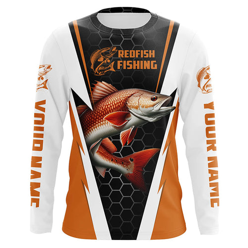 Custom Redfish Fishing Jerseys, Redfish Fishing Long Sleeve Fishing Tournament Shirts | Orange IPHW6121