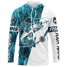 Load image into Gallery viewer, Walleye Fishing Tattoo Blue Camo Custom Long Sleeve Shirts, Walleye Tournament Fishing Jerseys IPHW6128