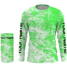 Load image into Gallery viewer, Custom Saltwater Long sleeve Fishing Shirts UV Protection, Sea wave camo Fishing Shirts | green - IPHW1502