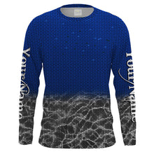 Load image into Gallery viewer, Custom Blue Fishing camo Long Sleeve performance Fishing Shirts, UV Protection Fishing apparel - IPHW1515
