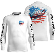 Load image into Gallery viewer, Personalized American Flag Bass Long Sleeve Fishing Shirts, Patriotic Bass Fishing Gifts IPHW5939