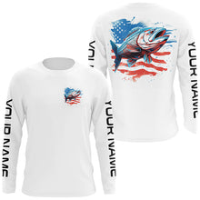 Load image into Gallery viewer, Personalized American Flag Bass Long Sleeve Fishing Shirts, Patriotic Bass Fishing Gifts IPHW5939