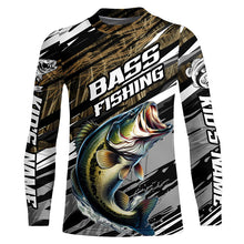 Load image into Gallery viewer, Bass Fishing Camo Long Sleeve Fishing Shirts, Custom Largemouth Bass Tournament Fishing Jerseys IPHW5948