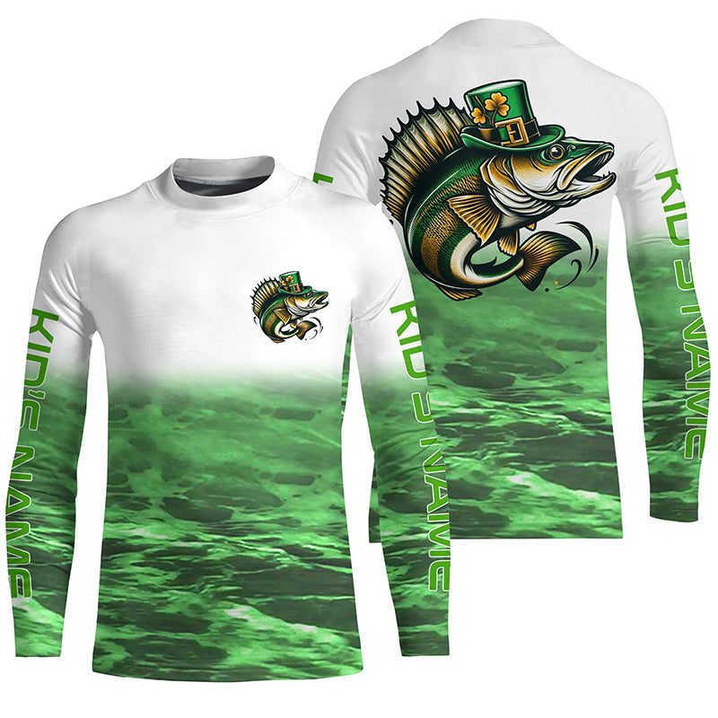 Custom St Patrick'S Day Walleye Long Sleeve Fishing Shirts, St Patty'S Day Walleye Fishing Jerseys IPHW5835