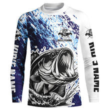 Load image into Gallery viewer, Personalized Bass Long Sleeve Tournament Fishing Shirts, Bass Fishing Jerseys Fishing Gifts IPHW5652