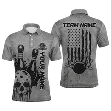 Load image into Gallery viewer, Custom American Flag Skull Bowling Shirts For Men, Patriotic Team Bowling Jerseys IPHW5846