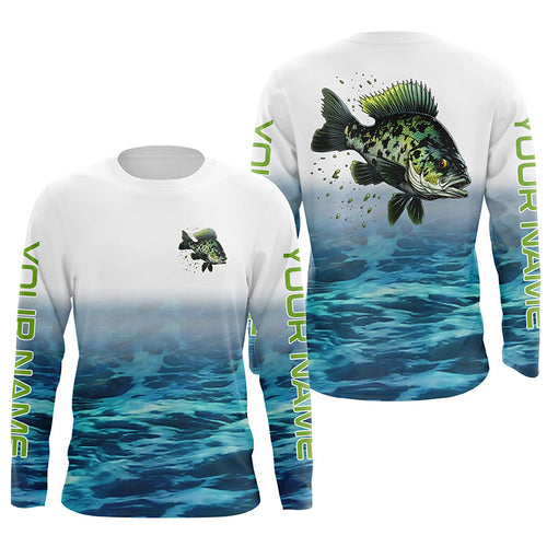 Custom Crappie Long Sleeve Tournament Fishing Shirts, Crappie Fishing Jerseys | Blue IPHW5850