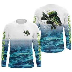 Custom Crappie Long Sleeve Tournament Fishing Shirts, Crappie Fishing Jerseys | Blue IPHW5850