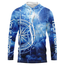 Load image into Gallery viewer, Custom Thunder Storm Compass Long Sleeve Performance Fishing Shirts, Deep Sea Fishing Shirts IPHW4950