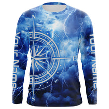 Load image into Gallery viewer, Custom Thunder Storm Compass Long Sleeve Performance Fishing Shirts, Deep Sea Fishing Shirts IPHW4950