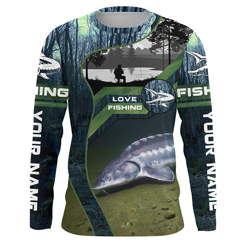 Sturgeon Fishing Custom Long Sleeve Fishing Shirts, Lake Sturgeon Fish Shirt For Men IPHW3939