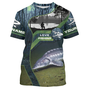 Sturgeon Fishing Custom Long Sleeve Fishing Shirts, Lake Sturgeon Fish Shirt For Men IPHW3939