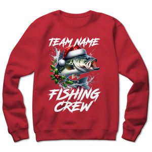 Custom Christmas Bass Fishing Team Shirts, Bass Fishing Crew Sweatshirt, Christmas Fishing Gifts IPHW5660