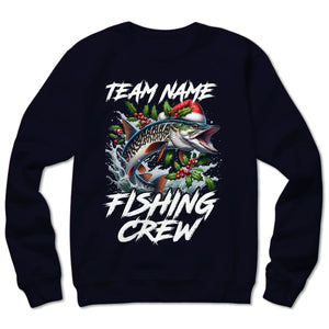 Custom Christmas Musky Fishing Team Shirts, Muskie Fishing Crew Sweatshirt, Christmas Fishing Gifts IPHW5665