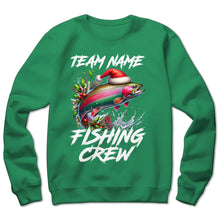 Load image into Gallery viewer, Custom Christmas Rainbow Trout Fishing Team Shirts, Trout Fishing Crew Sweatshirt Fishing Gifts IPHW5667