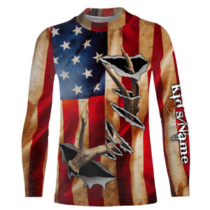 American Flag Deer Horn Hunting Shirts, Personalized Patriotic Hunting Gifts For Hunters - IPHW721