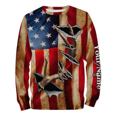 Load image into Gallery viewer, American Flag Deer Horn Hunting Shirts, Personalized Patriotic Hunting Gifts For Hunters - IPHW721