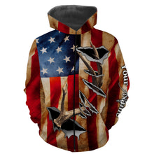 Load image into Gallery viewer, American Flag Deer Horn Hunting Shirts, Personalized Patriotic Hunting Gifts For Hunters - IPHW721