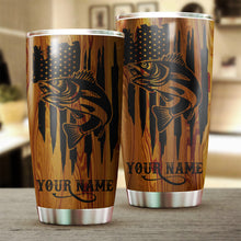 Load image into Gallery viewer, Walleye Fishing Tumbler American Flag Custom Stainless steel Tumbler cup | personalized Patriotic Fishing gifts 4th of July - IPHW33