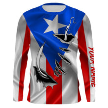 Load image into Gallery viewer, Puerto Rico Fishing 3D Fish Hook Flag UV protection quick dry custom name long sleeves shirts personalized Patriotic Fishing gifts IPHW370