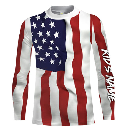 Personalized 3D American Flag Patriotic Long Sleeve performance Shirts, UV Protection IPHW1107