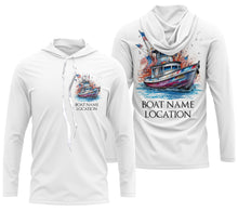 Load image into Gallery viewer, Custom Boat Fishing Long Sleeve American Fishing Shirts, Patriotic Fishing Boat Name Shirt IPHW4780