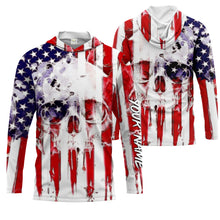 Load image into Gallery viewer, Skull American Flag Custom Long Sleeve performance Shirts, personalized Patriotic 4th of july apparel - IPHW1275