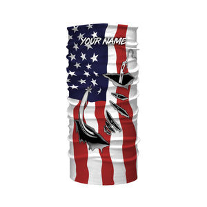 American Flag Patriotic Fish hook Custom Long sleeve Shirts, 4th of July Fishing tournament Shirts  - IPH1900