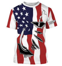 Load image into Gallery viewer, US Fishing Fish Hook American flag UV protection custom long sleeves shirts UPF 30+ Patriotic fishing apparel - IPH1900