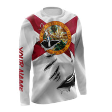 Load image into Gallery viewer, right view of florida flag long sleeve fishing shirt